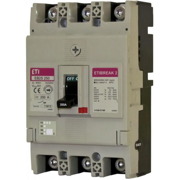 Автомат EB2S 250 / 3SF 200A (25kA, фікс. / Фікс.) 3P ETI