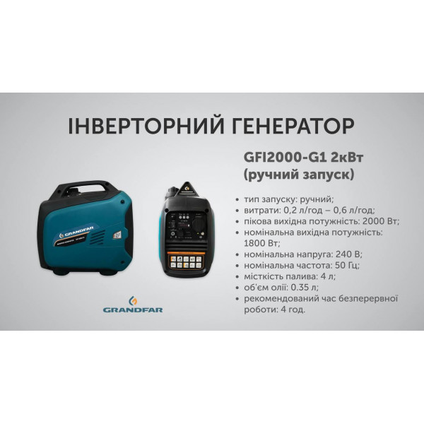 Генератор Grandfar GFI2000-G1 2кВт