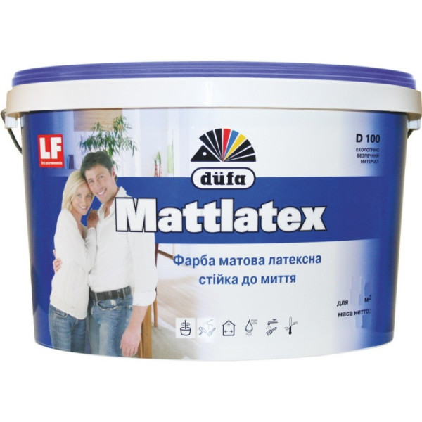 Фарба латексна матова Dufa D100 10л 14кг (синя кришка)