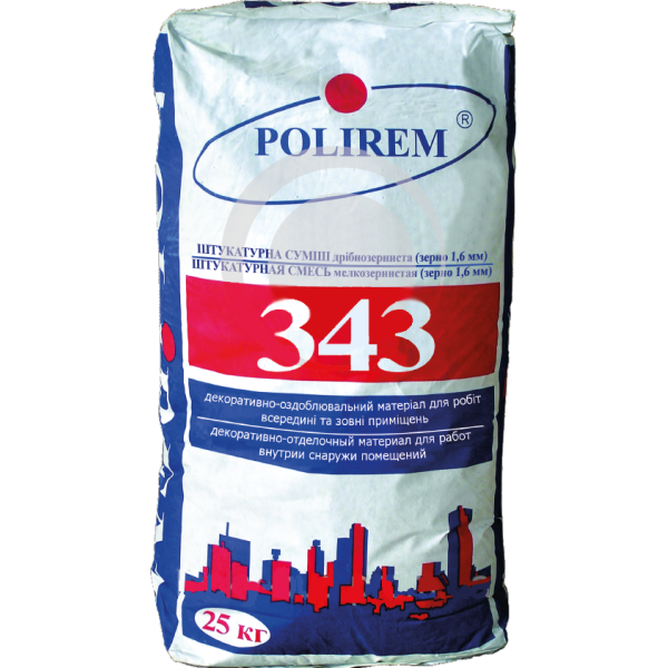 Штукатурка POLIREM 343 декоративна "камінцева" БІЛА / СІРА (розмір зерна 1,5 мм)