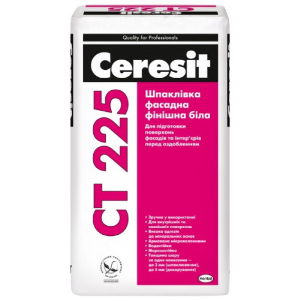 Шпаклівка Ceresit СТ 225 фасад фініш., біла, 25 кг
