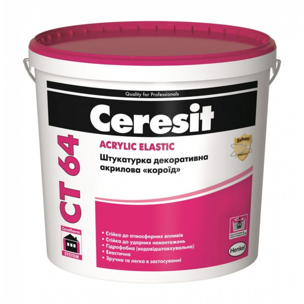Штукатурка Ceresit СТ 64 декор. акрил., короїд, 2,0мм, 25 кг