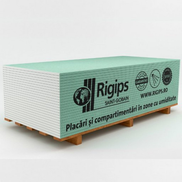 Гіпсокартон Rigips 12,5х1200х2600 вологостійки