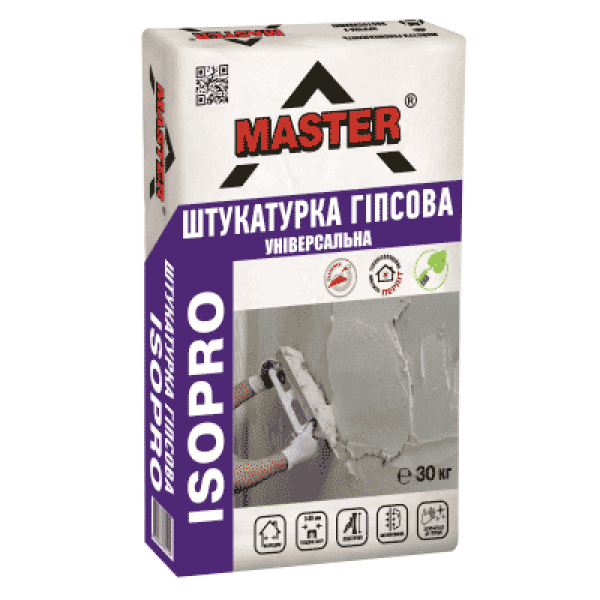 Гіпсова суміш для вирівнювання та ремонту поверхні Master-ISOPRO, 30кг/міш (пал/40міш